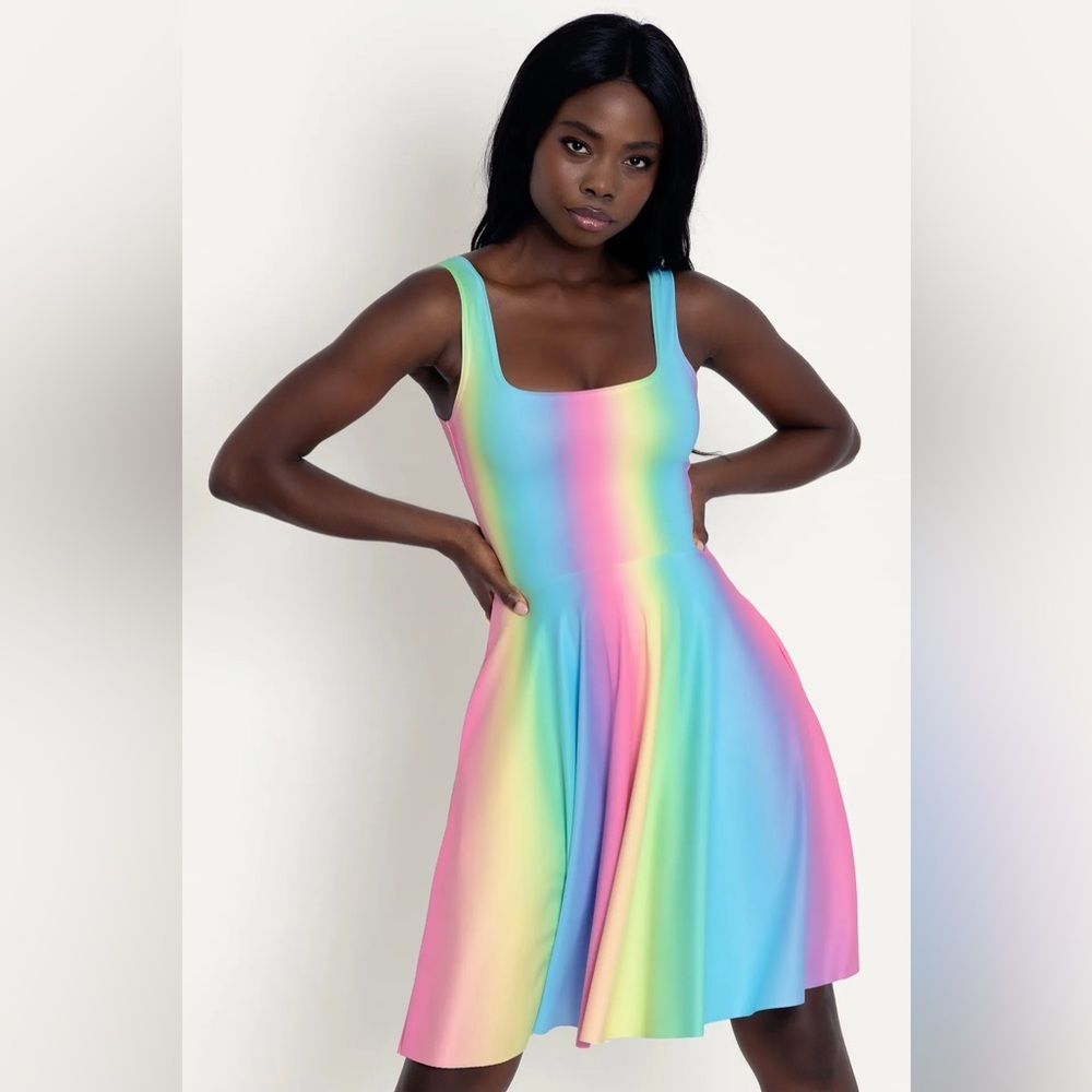 RAINBOW ICECREAM TANK LONGLINE DRESS - LIMITED blackmilk